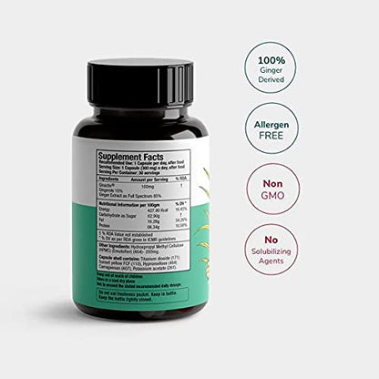 Pureveda Activ Digest - Full Spectrum Ginger Extract Capsule - Natural Digestion Supplement - Improve Gastrointestinal Health - 30 Veg Capsules