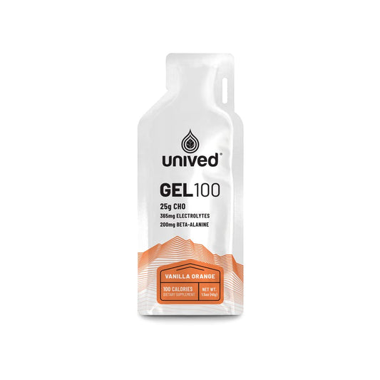 Unived Gel 100 - Energy Gel for Endurance Athletes Runners & Cyclists - 100kcal - Vanilla Orange - Pack of 6