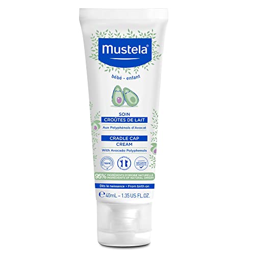 Mustela Baby Cradle Cap Cream 40ml - Newborn Safe - with Natural Avocado - Paraben Free & Fragrance Free