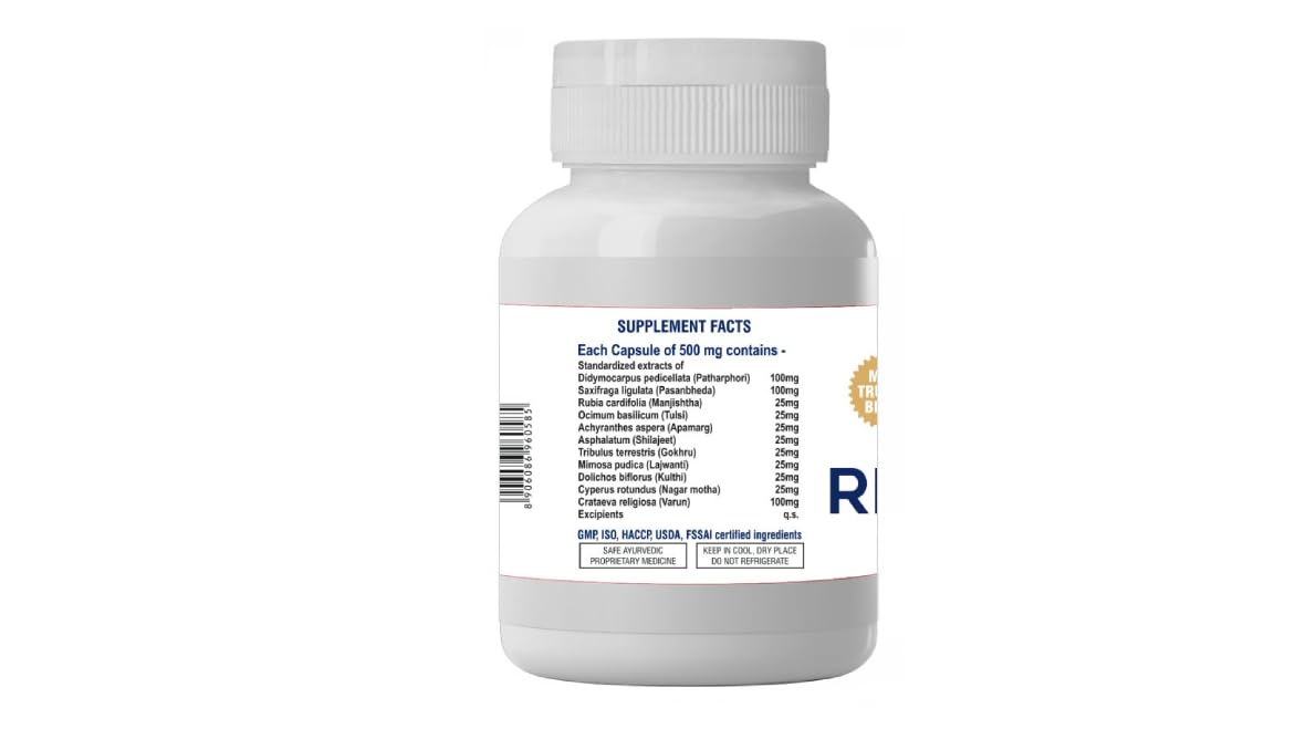 Ayush Herbs Rentone UTI & Kidney-Stone 60 Capsules | Ayurvedic Herbal Supplement | Medicine for Kidney Detox, Natural Support for Kidney-Stone