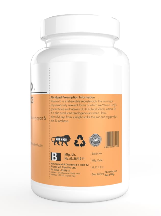 Briyosis Briyo Vitamin D3 2000 IU - 90 Softgels for Men/Women- image 6