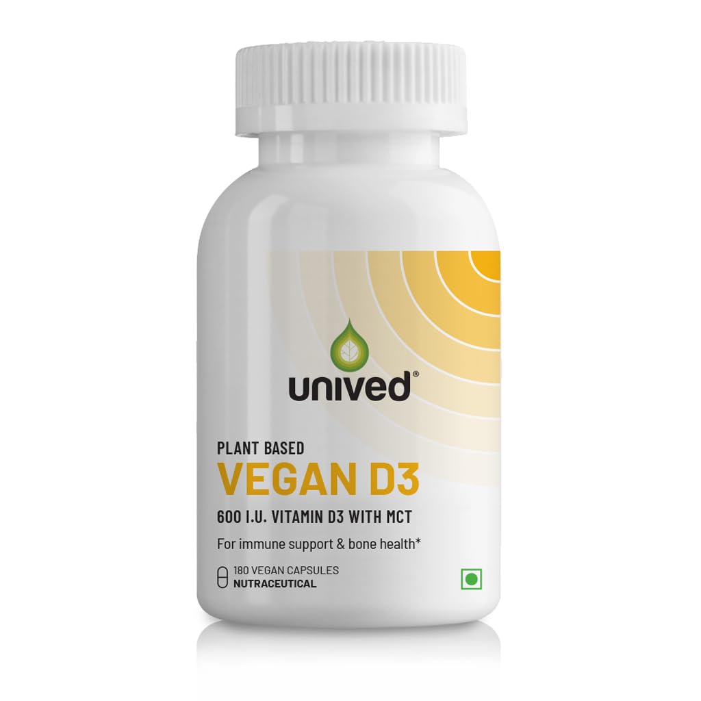 Unived Plant-Based Vegan Vitamin D3 from Lichen with Medium Chain Triglycerides (Capsule, 180 Servings)