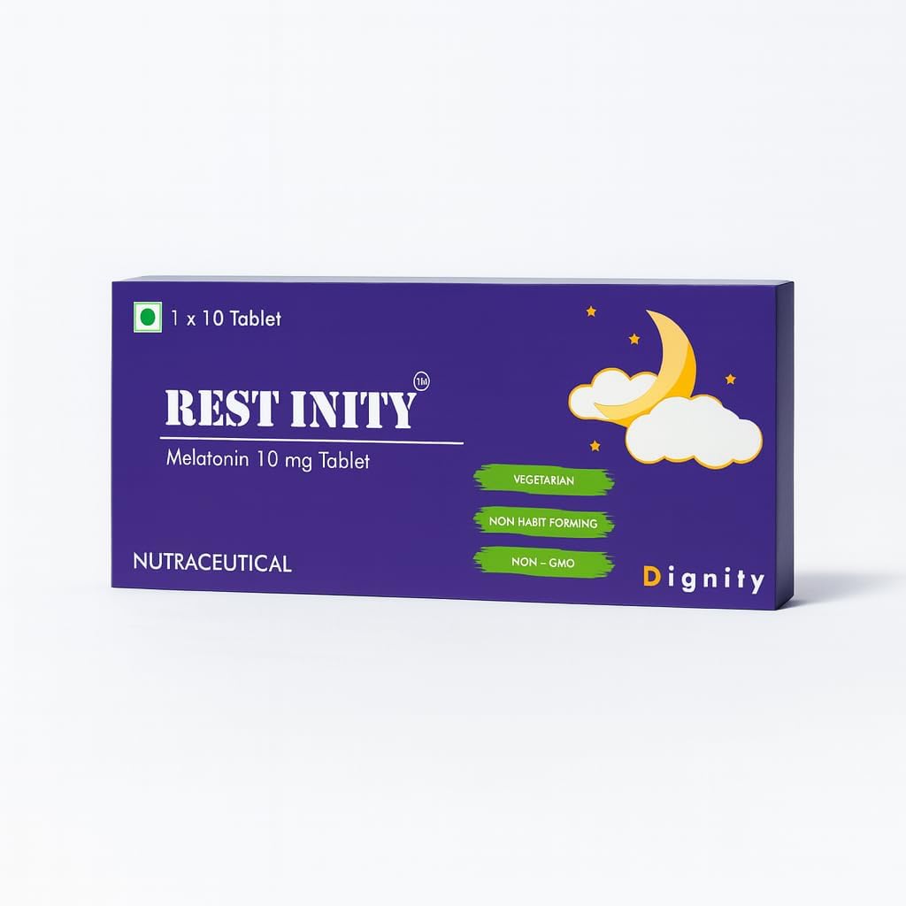 Restinity Melatonin 10mg Tablets – 10 Tablets per Strip, Pack of 2