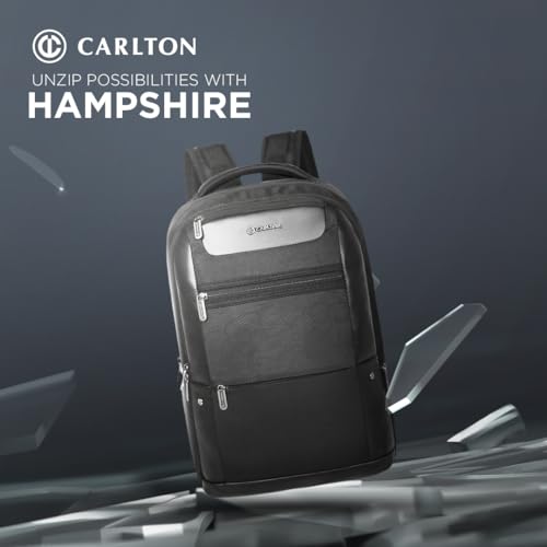 CARLTON Laptop Backpack 26L With Organized Interiors, RFID Protected Pocket, Fleece Lined Gadget Compartment & Ergofoam Back | Ferrous Black | Hampshire