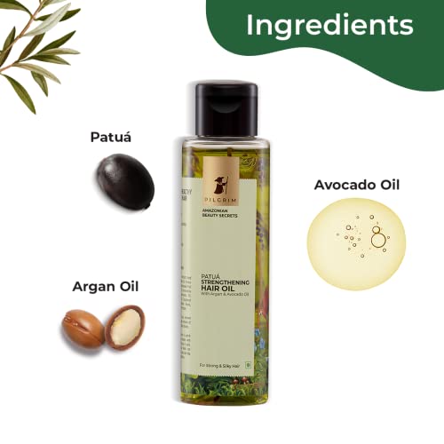 PILGRIM Amazonian Patuá STRENGTHENING HAIR OIL with Argan & Avocado oil for strong & silky hair | Lightweight Oil that Nourishes & Protects for women & men | 115 ml