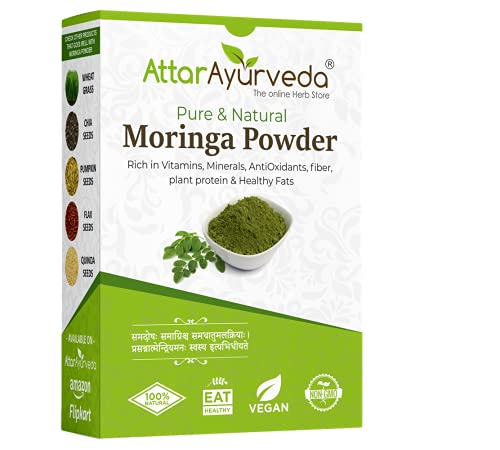 Attar Ayurveda 100% Moringa Leaf Powder (200g) | Drumstick Leaf powder | Herbal Supplement | Good for Immunity, Digestion, skincare and Haircare | 100% Natural and Preservative-free