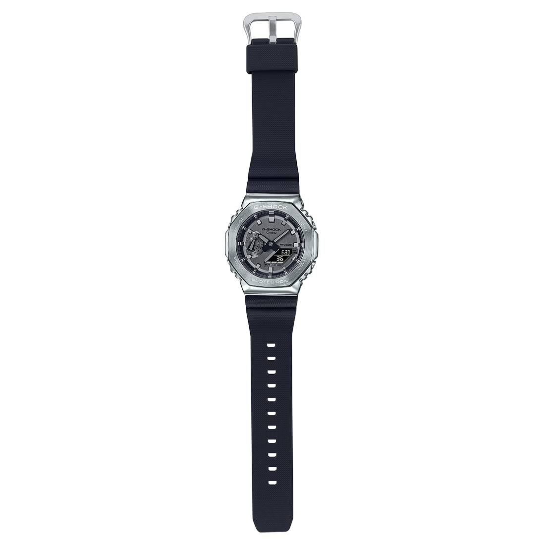 Casio G-Shock GM-2100-1ADR Silver Analog-Digital Dial Black Resin Strap Men's Watch Shock and 200M Water Resistant G1159