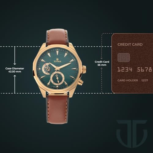 Titan Regalia Maritime Green Dial Quartz Multifunction Leather Strap wa- image 6