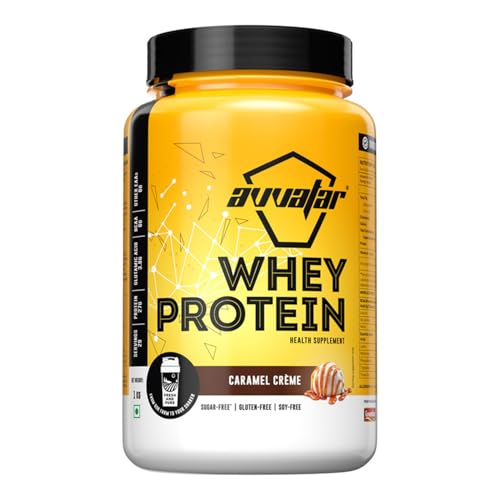 avvatar WHEY PROTEIN | 1Kg | Caramel Crème Flavour | 27g Protein | 29 Servings |