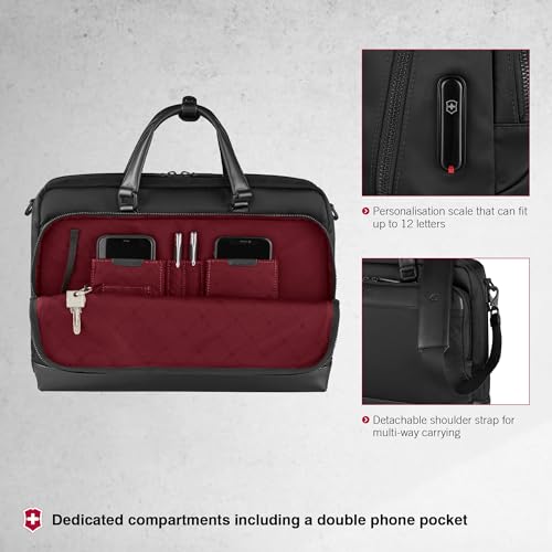 Victorinox Alox Nero, Briefcase (13 litres) 15.6 Inch Laptop Pocket, 40 cm, Black, Nylon/Leather, 611805 | Business Travel Bag For Men