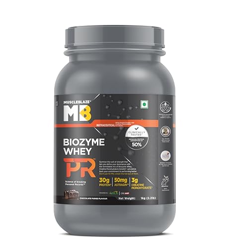 MuscleBlaze Biozyme Whey Protein PR Powder with 30g Protein, 3g Creatine Monohyd