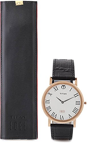 Titan Edge Quartz Analog White Dial Black Leather Strap Watch For Men -- image 3