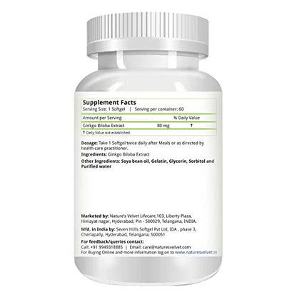 Natures Velvet Lifecare Ginkgo Biloba Extract 80mg, 60 Capsules - Pack- image 5