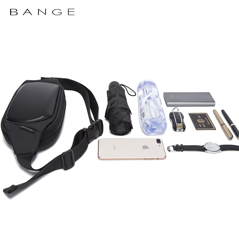 Red Lemon BANGE Water Resistant TPU Unisex Travel Crossbody Sling Bag Chest Pack (Black)