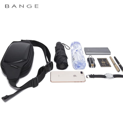 Red Lemon BANGE Water Resistant TPU Unisex Travel Crossbody Sling Bag Chest Pack (Black)