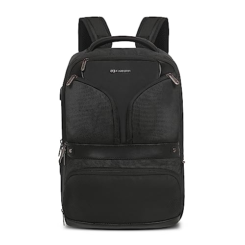 CARLTON Laptop Backpack 26L With Organized Interiors, RFID Protected Pocket, Fleece Lined Gadget Compartment & Ergofoam Back | Ferrous Black | Hampshire