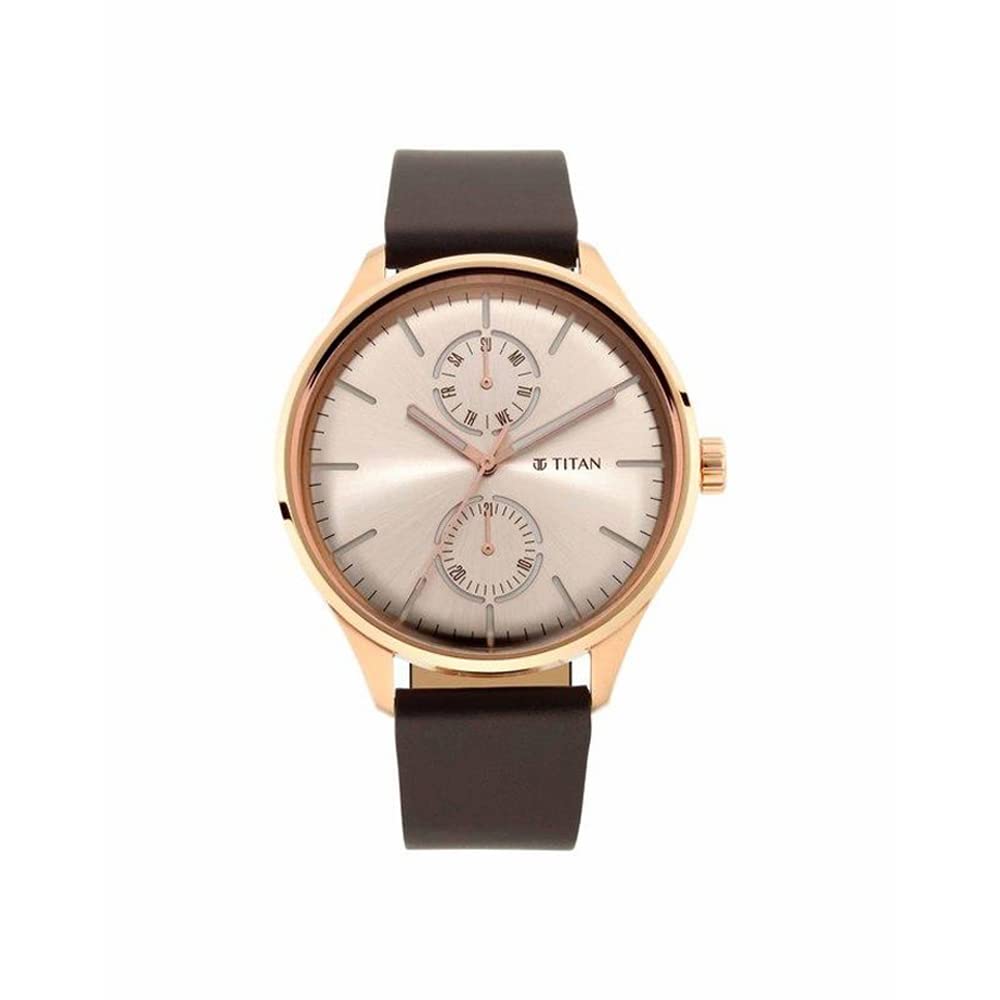 Titan Evoke Champagne Dial Analog with Day and Date Stainless Steel Str- image 5