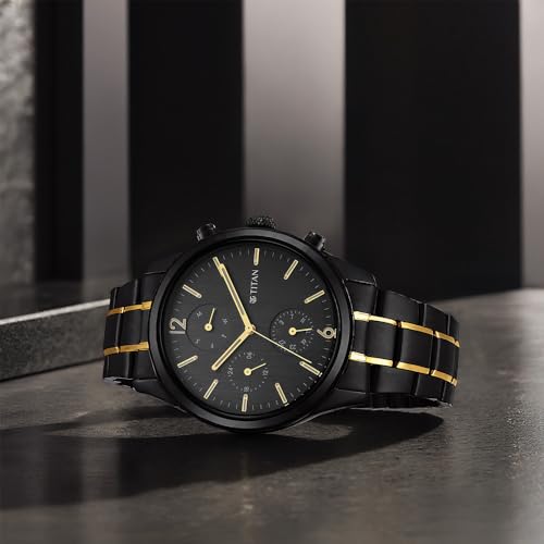Titan Classique Quartz Analog Black Dial Two Toned Black and Gold Stain- image 9