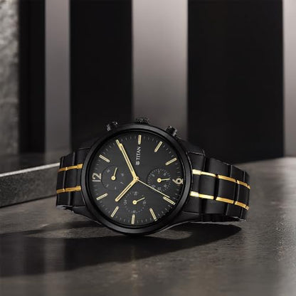 Titan Classique Quartz Analog Black Dial Two Toned Black and Gold Stain- image 9