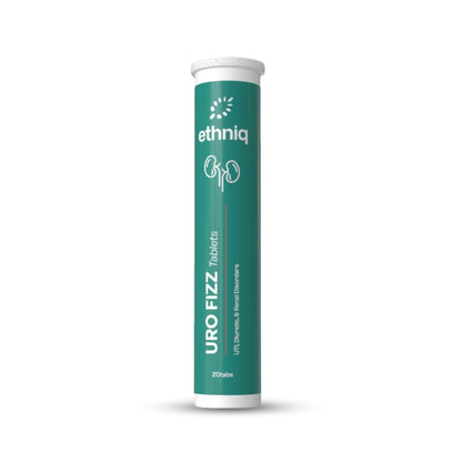 Ethniq Uro Fizz Effervescent Tablets | Provides relief in UTIs, Enlarged Prostate and Kidney Stones | Fast Dissolving | For Men & Women | Completely Natural | AYUSH Approved | 20 Tabs