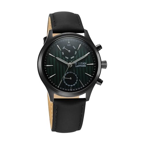 Titan Sapphire Multifunction Quartz Analog with Day and Date Green Dial- image 8