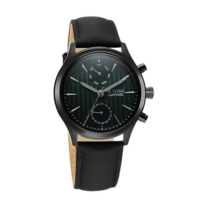 Titan Sapphire Multifunction Quartz Analog with Day and Date Green Dial- image 8