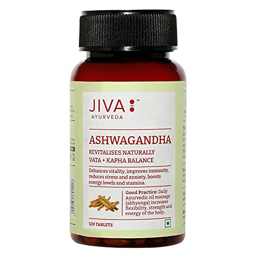 Jiva Ashwagandha Tablet | 100% Ayurvedic Formulation for Immunity And Energy Level | Helpful in Kapha & Vata Doshas- 120 Tablets (Pack of 1)