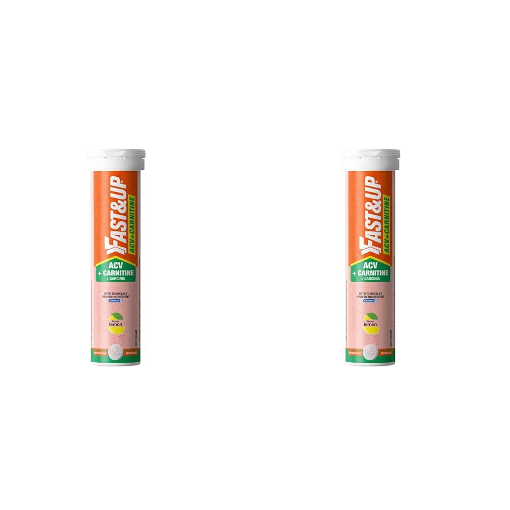 Fast&Up ACV + Carnitine | 500mg ACV | 350mg L-Carnitine | 500mg Garcinia| Triple Action Formula l Energy Booster l Essential Daily Supplement | Lemon Flavour (15 Effervescent Tablets) (Pack of 2)