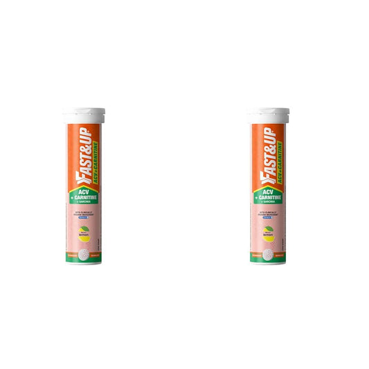 Fast&Up ACV + Carnitine | 500mg ACV | 350mg L-Carnitine | 500mg Garcinia| Triple Action Formula l Energy Booster l Essential Daily Supplement | Lemon Flavour (15 Effervescent Tablets) (Pack of 2)