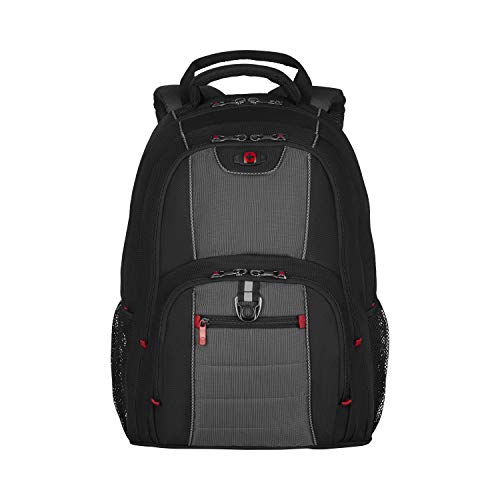 WENGER PILLAR 16 Inch Laptop Backpack, Triple Protect Compartment with Case-Stabilising Platform in Black/Grey (25 Litre), Swiss designed, 600633