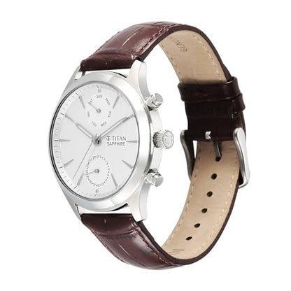 Titan Sapphire Multifunction Quartz Analog with Day and Date White Dial- image 7