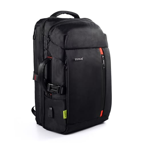 Timus London Black Professional Laptop Backpack for Men & Women 28 L with 15.6 Inch Laptop Compartment | Water resistant with USB Port Anti-Theft Bag | Polyester Fabric