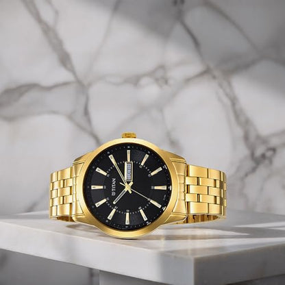 Titan Regalia Opulent Champagne Dial Analog with Day and Date Stainless- image 3