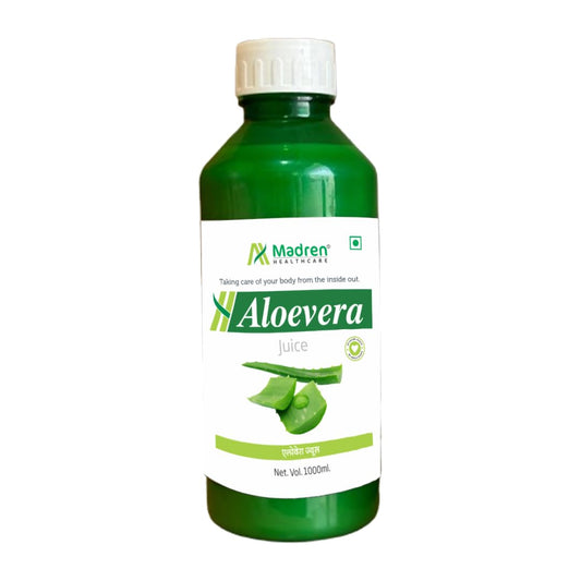Madren Healthcare Ayurvedic Aloe Vera Juice with Pulp, 1 Litre (Pack of 1) | Natural Herbal Juice | Helps Improve Digestion, Purify Blood | No Added Sugar
