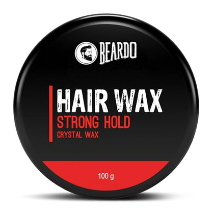 Beardo Stronghold Hair Wax For Men, 100 gm | Crystal Hair Wax with Aloe Vera & Castor Oil | Hair Wax Men | Hair Styling Wax for Glossy Finish & Shine | Strong Hold Hair Wax