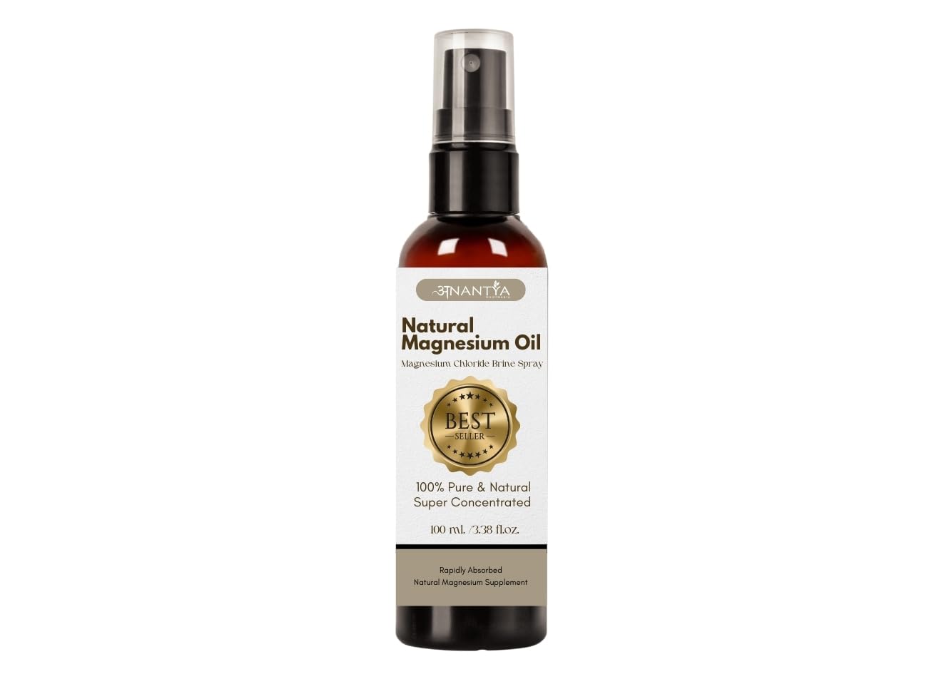 Anantya Natural Magnesium Oil Spray 100ml | Topical Magnesium Oil for Pain Relief & Muscle Recovery, feet, Sleep Support