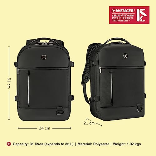 WENGER, Reload Weekender 17 inches Laptop Backpack, 31 liters, Black, 612340, Travel Bag