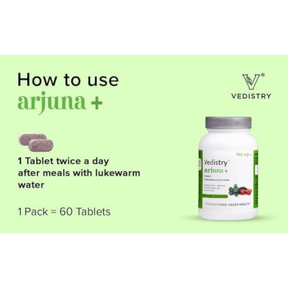 Vedistry Arjuna Tablets for Heart | Promotes Heart Health | Bone Health and Blood Pressure | Ayurvedic Enrich With Pippali | Controls Cholesterol Level | Pack of 1