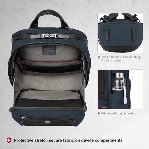 Victorinox Swiss Designed Bag, Architecture Urban2 Deluxe Travel Backpack (23 litres) 15-inch Laptop Pocket, 46 cm, Blue, Polyester, 612669 | Business Travel Office Bag For Men, Earbuds Pocket