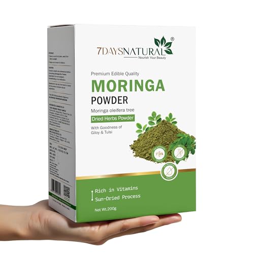 7DAYSNATURAL Sun-Dried Moringa with Giloy & Tulsi Powder – Pure Herbal Supplemen