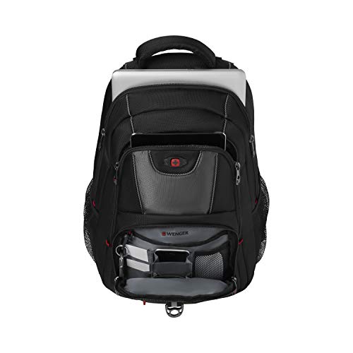 WENGER PILLAR 16 Inch Laptop Backpack, Triple Protect Compartment with Case-Stabilising Platform in Black/Grey (25 Litre), Swiss designed, 600633