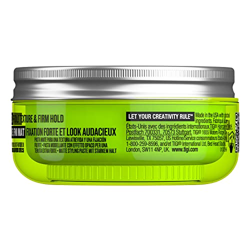 TIGI Bed Head Manipulator Matte Hair Wax Paste With Strong Hold For Men,Long-Lasting Texture Hold For Hairstyling,Definition And Texture,Light And Non-Greasy Hair Setting Wax,Natural Matte Finish,57G