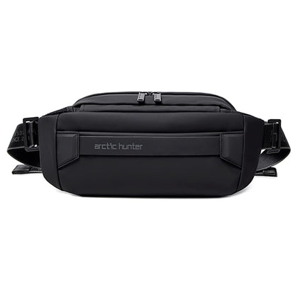 Arctic Hunter Large Fanny Pack for Men Heavy Chest Bag with Magnetic Buckle Big Waist Pouch Polyester Sling Bag for Men Crossbody Water-Resistant Passport Side Bag for Travel Business Office,Black