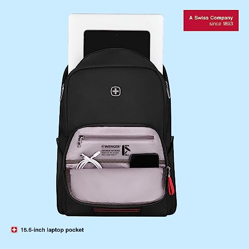 WENGER, Motion, 15.6 Inches Laptop Backpack, 20 liters, Black, 612545, Business Travel Bag, Swiss Designed