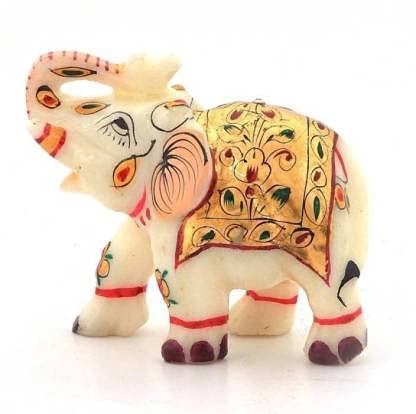 Fashion Bizz Rajasthani Handmade Elephant Marble Handicraft Decorative Showpiece