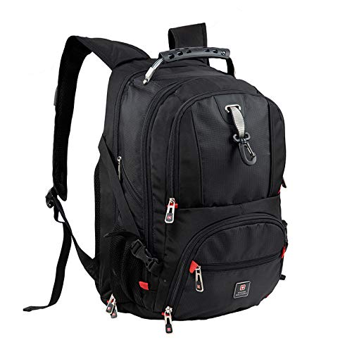 SWISS MILITARY Combo of Laptop Backpack, Travel Backpack for Men, Women, Kids, Bagpacker Bag for Men, Black, 31L, 1 & Foldable Backpack, Space Saving Design, Lightweight Foldable Bag, 13.2L, Black, 1