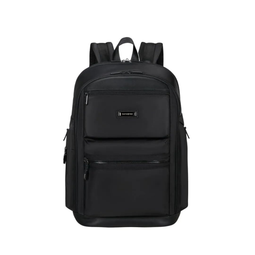 Samsonite Relyon 15.6 inch Laptop Compatibility with 10.5 inch Tablet Pocket Polyester Medium Backpack for Office in, Black