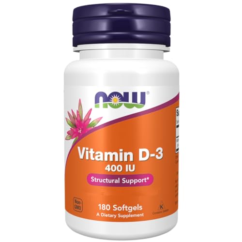 Now Foods Vitamin D-3 400 IU Pack of 180 Softgels