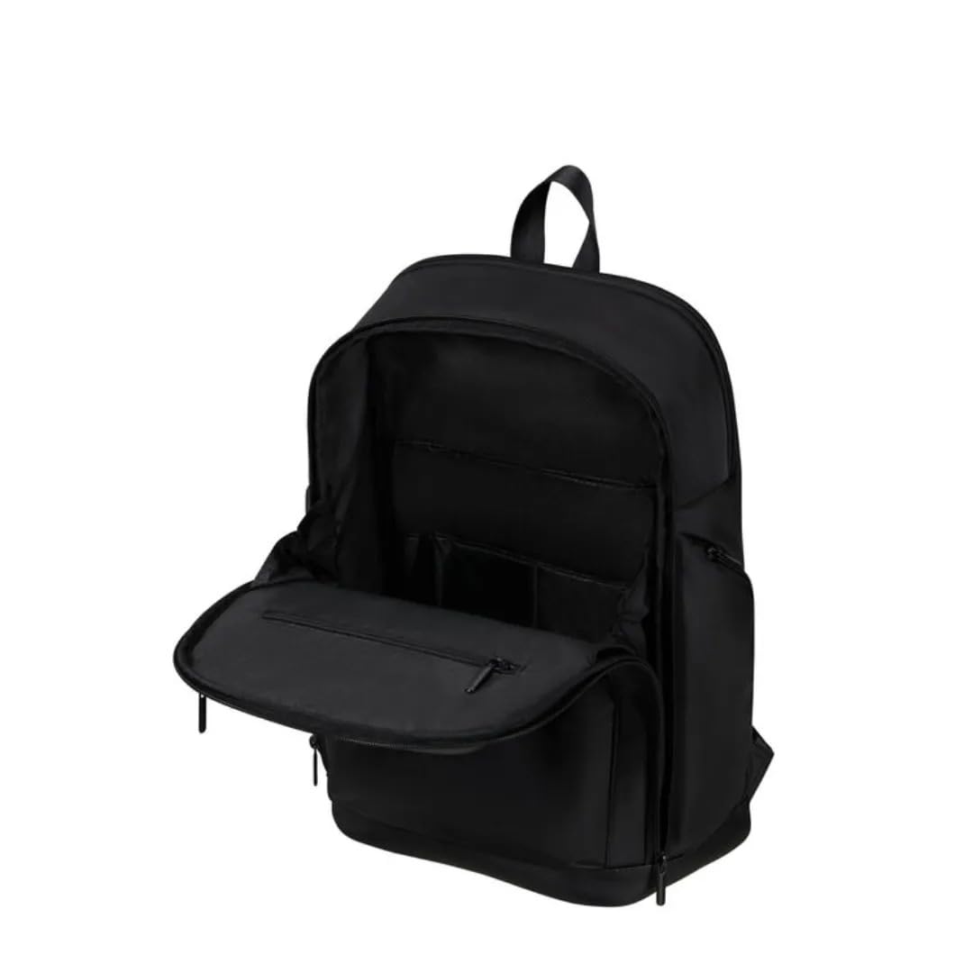 Samsonite Relyon 15.6 inch Laptop Compatibility with 10.5 inch Tablet Pocket Polyester Medium Backpack for Office in, Black