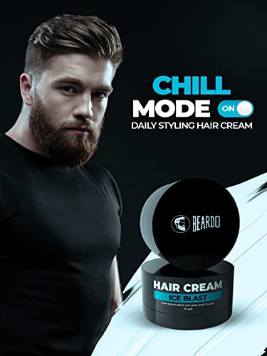 Beardo Ice Blast Hair Cream, 75 gm | Hair Cream for Men with Menthol & Coconut Oil | Hair Styling Ceam | Daily Styling | Cooling Cream | Cool Lock Technology